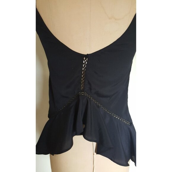 Y2K lack strappy ruffled tank top shirt XS with eyelet lace details - Picture 7 of 9